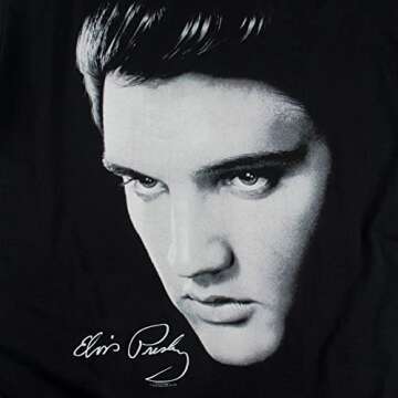Popfunk Elvis Presley Signature Heartthrob Music T Shirt & Stickers (XXX-Large) Black