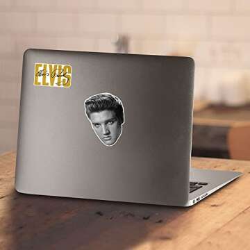 Popfunk Elvis Presley Signature Heartthrob Music T Shirt & Stickers (XXX-Large) Black