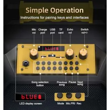 VICTRESS Karaoke Machine with 2 Wireless Microphones, Portable Bluetooth Speaker for Adults & Kids w...