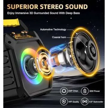 VICTRESS Karaoke Machine with 2 Wireless Microphones, Portable Bluetooth Speaker for Adults & Kids with Strobe Lights,Karaoke Speaker with PA System Supports TWS/USB/TF/REC/AUX for Party/Meeting/Black