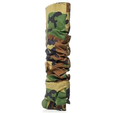 Yishaweiqi Camouflage Slouched Ruched Fold Over Boots for Women Covered Wedge Heel Knee High Boots Wide Calf Pointed Toe Casual Boots