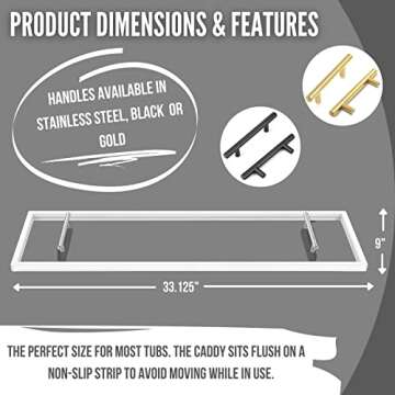 ToiletTree Clear Acrylic Bathtub Caddy with Rust-Proof Gold Finished Handles