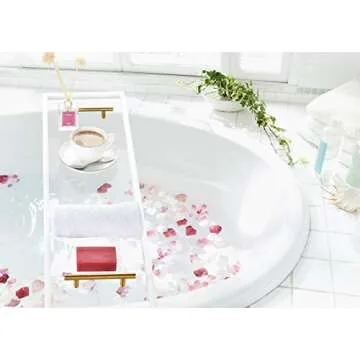 ToiletTree Acrylic Bathtub Caddy with Gold Finished Handles