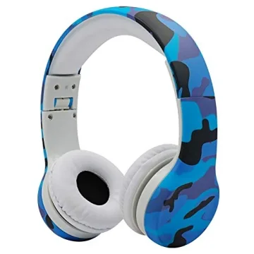 YUSONIC Kids Headphones with Cord, Toddler Headphones with Sharing Function, 85dB/93dB Safe Volume Limit, for Toddler Children Baby Boys Girls On-line Study, School, Travel use (camo Blue)