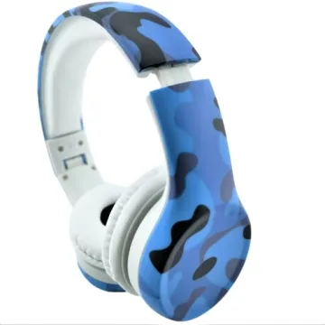 YUSONIC Kids Headphones with Cord, Toddler Headphones with Sharing Function, 85dB/93dB Safe Volume Limit, for Toddler Children Baby Boys Girls On-line Study, School, Travel use (camo Blue)