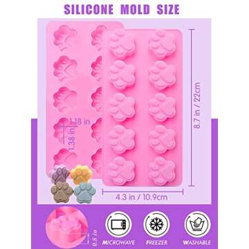 RUGVOMWM Puppy Dog Paw and Bone Silicone Molds,Non-Stick Food Grade Silicone Molds for Baking,Dog Bone Cookie Cutters for Treats - Set of 6