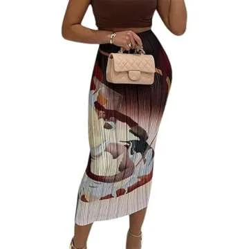 Avanova Women's High Waist Pleated Midi Skirt - Stylish & Comfortable