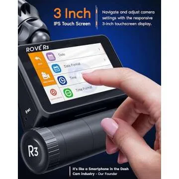 ROVE R3 Dash Cam Front and Rear with Cabin, 3” IPS Touch Screen, 3 Channel Dash Cam 1440P+1080P+1080P Car Camera with IR Night Vision, 5G WiFi, GPS, Supercapacitor, Supports up to 512GB Max