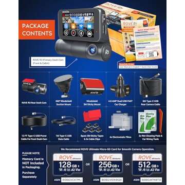 ROVE R3 Dash Cam Front and Rear with Cabin, 3” IPS Touch Screen, 3 Channel Dash Cam 1440P+1080P+1080P Car Camera with IR Night Vision, 5G WiFi, GPS, Supercapacitor, Supports up to 512GB Max