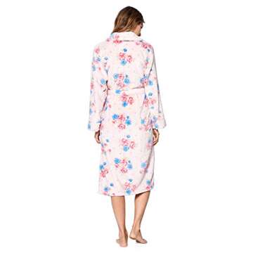 Casual Nights Floral Plush Robe - Women's Long Sleeve Comfort
