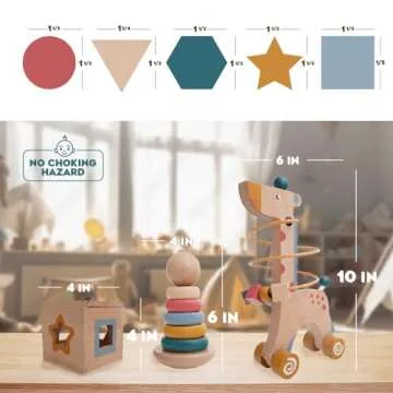 MONJOY 3-in-1 Montessori Wooden Toys for Toddlers