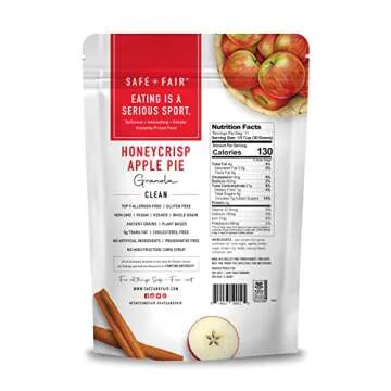 Safe + Fair Honeycrisp Apple Pie Granola – Gluten-Free, Vegan & Plant-Based Snack with Real Honeyc...