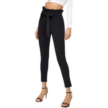 Floerns High Waist Paper Bag Pants for Women