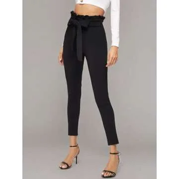 Floerns High Waist Paper Bag Pants for Women