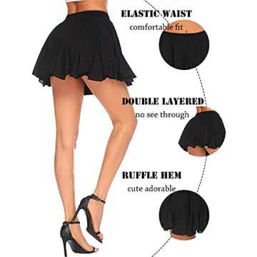 Stylish Avidlove Women's Pleated Ruffled Mini Skirt