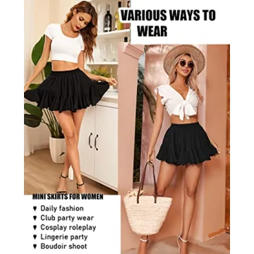 Stylish Avidlove Women's Pleated Ruffled Mini Skirt