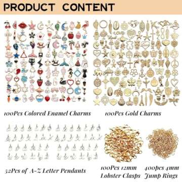 Mixed Gold Plated Enamel Charms Set for Jewelry DIY