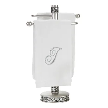 Monogrammed Fingertip Towels - Personalized Silver Embroidered Set