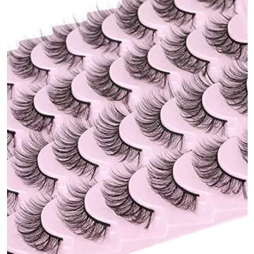 Mink Lashes Natural Look Wispy Fluffy False Eyelashes Cat Eye 3D Short zanlufly Fake Eyelashes Pack