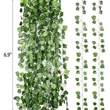 Tbestmax 48 Pack 330 Feet Fake Ivy Vines for Bedroom Decor, Artificial Green Vine Leaves Hanging Pla...
