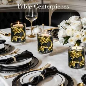 DomeStar 150PCS Fake Gold Ice, Acrylic Ice Fake Plastic Gold Nuggets Rocks Gems Marble Vases Fillers for Table Scatter Decoration