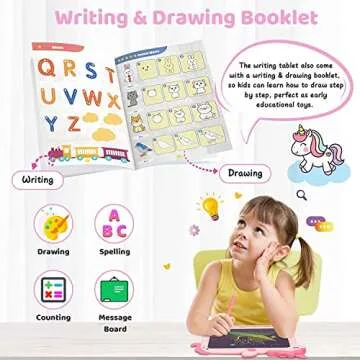 Kikapabi LCD Writing Tablet for Kids, Unicorn Colorful Screen Doodle Board, Electronic Drawing Pad, ...