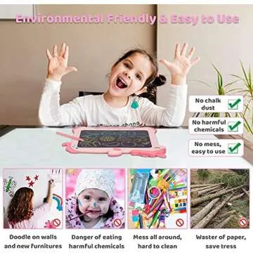 Kikapabi LCD Writing Tablet for Kids, Unicorn Colorful Screen Doodle Board, Electronic Drawing Pad, Educational Toy, Toddlers Travel Toy, Christmas Birthday Gift for 3 4 5 6 7 Year Old Girls Pink