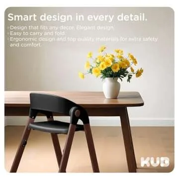 KUB High Chair for Babies and Toddlers Adjustable Foldable Convertible 5 Point Harness Easy Clean Wood-Printed Metal with Removable Tray Baby Highchair for Family (Black&Walnut Wood-Printed Metal)
