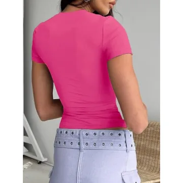 Stylish Abardsion Women's Slim Fit Crop Top Hot Pink