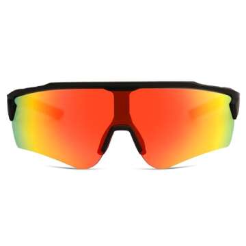 SOJOS Sports Sunglasses for Women Men Youth Hiking Fishing Cycling Running Golf Motorcycle Glasses UV400 SJ2300 Black/Red