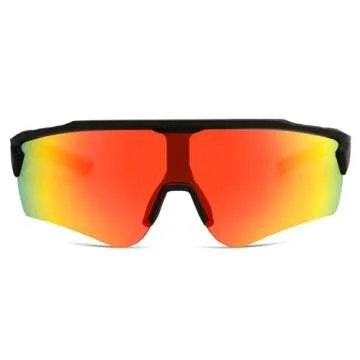 SOJOS Sports Sunglasses for Women Men Youth Hiking Fishing Cycling Running Golf Motorcycle Glasses UV400 SJ2300 Black/Red