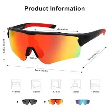 SOJOS Sports Sunglasses for Women Men Youth Hiking Fishing Cycling Running Golf Motorcycle Glasses UV400 SJ2300 Black/Red