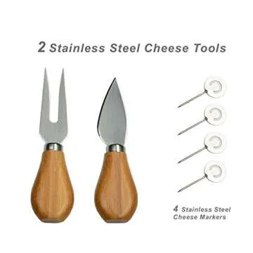 Picnic at Ascot Bamboo Cheese/Charcuterie Board with Knives & Cheese Markers- Innovative Patented Design enables All in One Storage