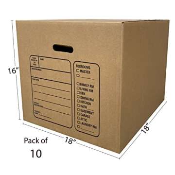 Uboxes 10 Premium Medium Moving Boxes 18x18x16" Cardboard Box
