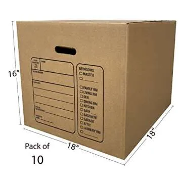 Uboxes 10 Premium Medium Moving Boxes 18x18x16" Cardboard Box