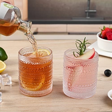 ZMOWIPDL Vintage Hobnail Drinking Glasses Set of 6, 12 oz