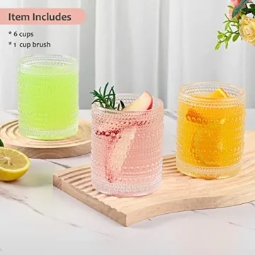 ZMOWIPDL Vintage Hobnail Drinking Glasses Set of 6, 12 oz