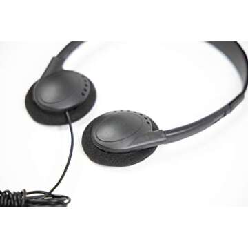 **(12 Pack)** Bulk Headphones for School Library Classroom Airplane Hospital Museum Hotel Tours Gym Students Adjustable Disposable Reusable Comfortable Compact and Easy to Store Headsets (12 Pack)