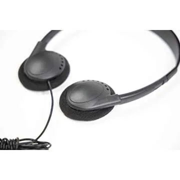 **(12 Pack)** Bulk Headphones for School Library Classroom Airplane Hospital Museum Hotel Tours Gym Students Adjustable Disposable Reusable Comfortable Compact and Easy to Store Headsets (12 Pack)