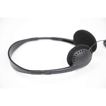 **(12 Pack)** Bulk Headphones for School Library Classroom Airplane Hospital Museum Hotel Tours Gym Students Adjustable Disposable Reusable Comfortable Compact and Easy to Store Headsets (12 Pack)