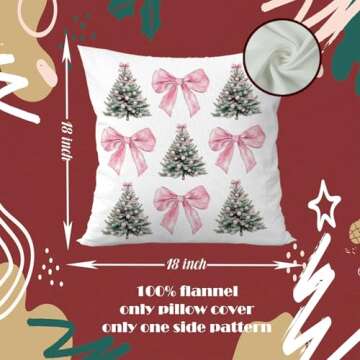 Geqtt Pink Christmas Pillow Covers 18x18 - Festive Coquette Design for Your Home