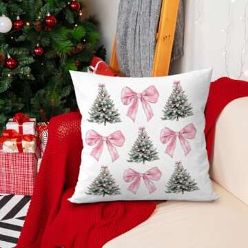 Geqtt Pink Christmas Pillow Covers - Cozy Holiday Decor