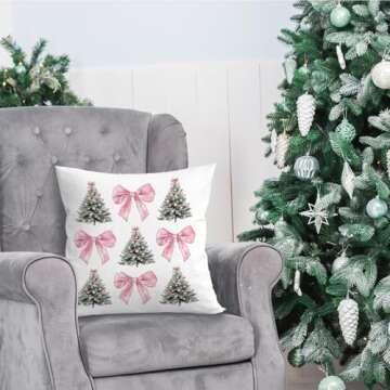Geqtt Pink Christmas Pillow Covers - Cozy Holiday Decor