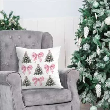 Geqtt Pink Christmas Pillow Covers - Cozy Holiday Decor