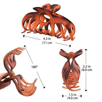 8 Pack 4.3 Inch Big Hair Claw Clips for Women Thin Thick Curly Hair, Large Matte Neutral hair Clips, Strong Hold jaw claw clip,Hair Accessories for Women