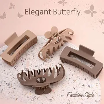 8 Pack 4.3 Inch Big Hair Claw Clips for Women Thin Thick Curly Hair, Large Matte Neutral hair Clips, Strong Hold jaw claw clip,Hair Accessories for Women