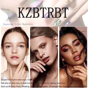 Press On Nails Medium Length with Aurora Glitter Design Fake Nails Almond Oval Acrylic False Nails Glossy Stick on Nails Full Cover Artificial False Nail Accessories for Women and Girls 24Pcs