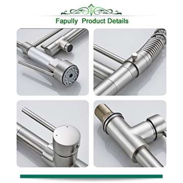 Fapully Spring Handle Kitchen Faucet with Pull Down