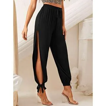 Floerns Women's Stylish High Waist Knot Hem Pants