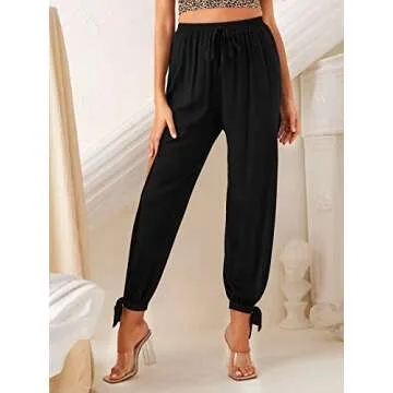 Floerns Women's Stylish High Waist Knot Hem Pants